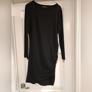 ANDERE ARTE Bodycon Long Sleeve Ruched Black Dress